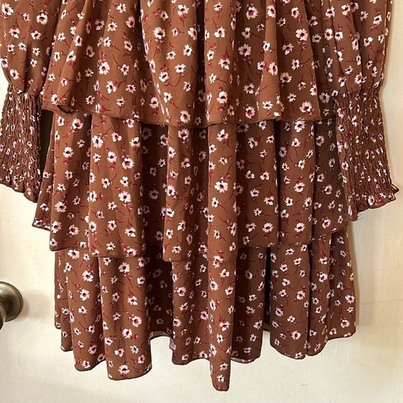 Kirundo brown floral smocked ruffle dress size S - Picture 5 of 9